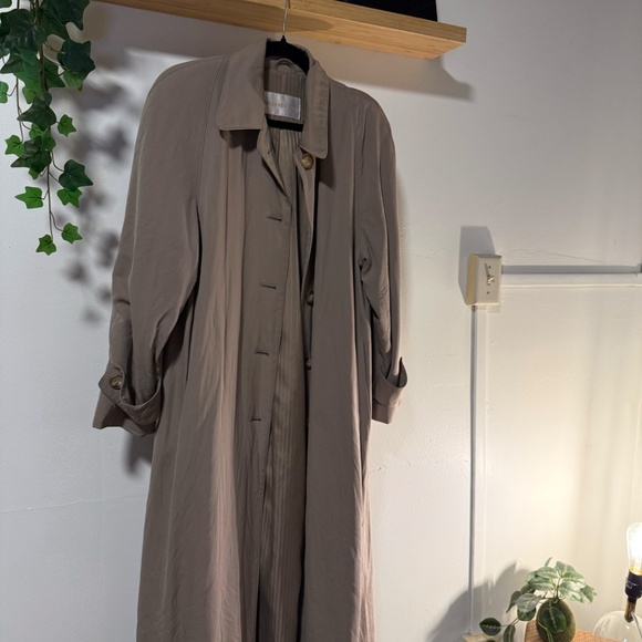 Jones New York Taupe Long Trench Coat | Minimalist Button Front | Classic Fit - Picture 3 of 5